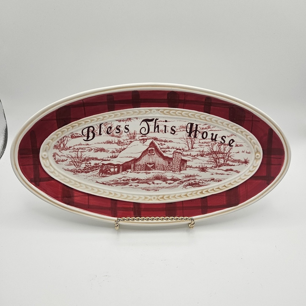 Fitz And Floyd Oval Bless This House Town and Country Serving Dish